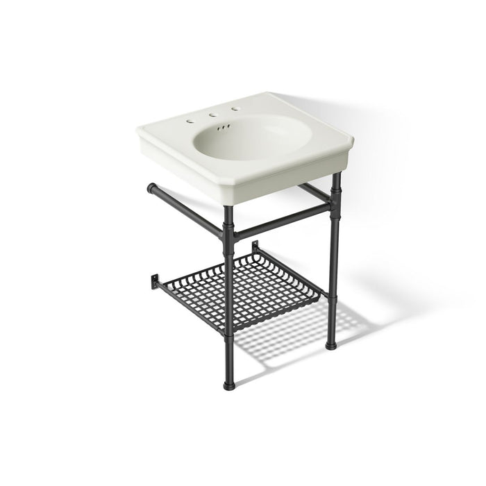 KOHLER K-39303-8 Claude 24" Rectangular Console Table Bathroom Sink, Dune with Matte Black - 3/4 view of product