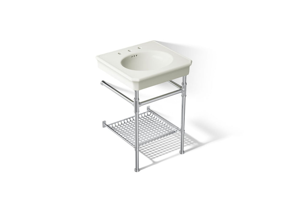 KOHLER K-39303-8 Claude 24" Rectangular Console Table Bathroom Sink, Dune with Polished Chrome - 3/4 view of product