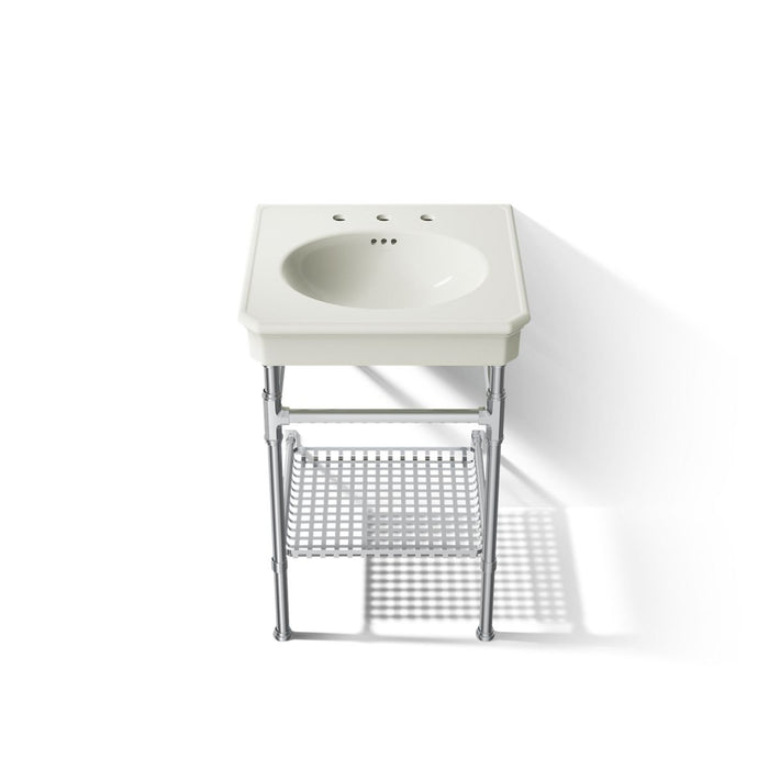 KOHLER K-39303-8 Claude 24" Rectangular Console Table Bathroom Sink, Dune with Polished Chrome - Detail image of a product fe