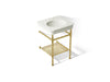 KOHLER K-39303-8 Claude 24" Rectangular Console Table Bathroom Sink, Dune with Vibrant Brushed Moderne Brass - 3/4 view of pr