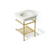 KOHLER K-39303-8 Claude 24" Rectangular Console Table Bathroom Sink, Dune with Vibrant Brushed Moderne Brass - 3/4 view of pr