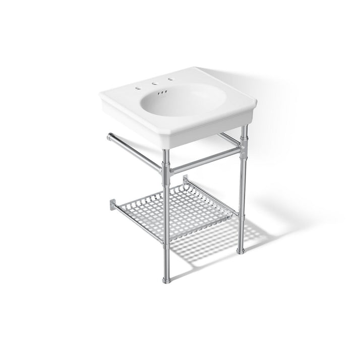 KOHLER K-39303-8 Claude 24" Rectangular Console Table Bathroom Sink, White with Polished Chrome - 3/4 view of product