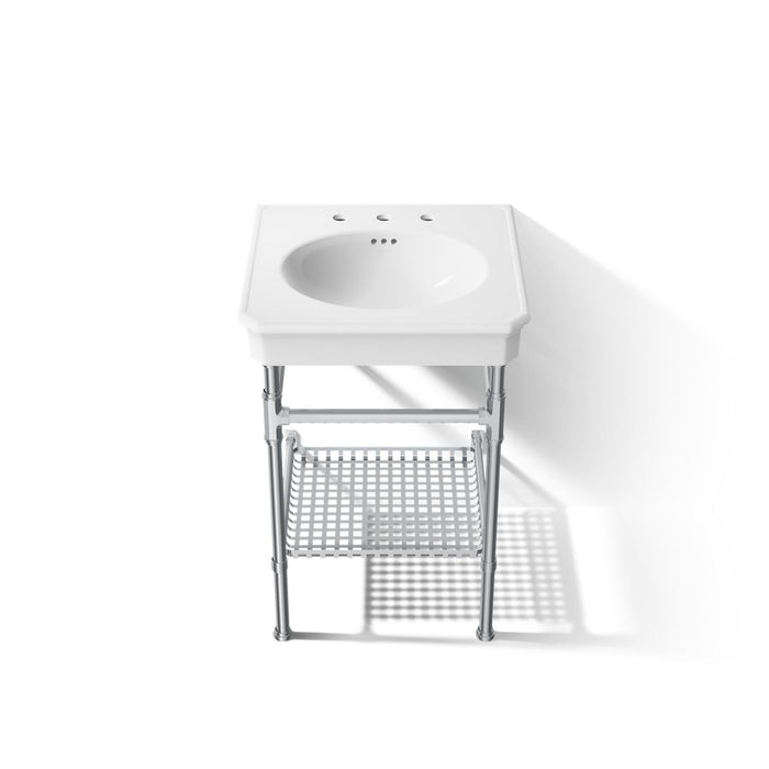 KOHLER K-39303-8 Claude 24" Rectangular Console Table Bathroom Sink, White with Polished Chrome - Detail image of a product f