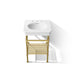 KOHLER K-39303-8 Claude 24" Rectangular Console Table Bathroom Sink, White with Vibrant Brushed Moderne Brass - Detail image 