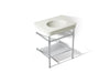 KOHLER K-39304-1 Claude 30" Rectangular Console Table Bathroom Sink, Dune with Polished Chrome - 3/4 view of product