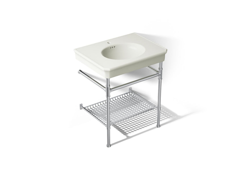 KOHLER K-39304-1 Claude 30" Rectangular Console Table Bathroom Sink, Dune with Polished Chrome - 3/4 view of product