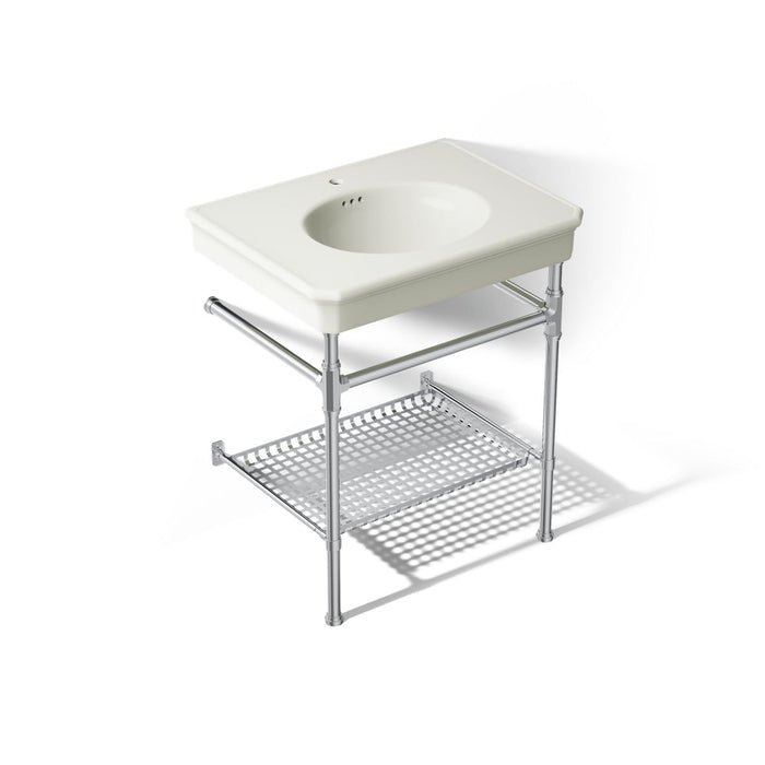 KOHLER K-39304-1 Claude 30" Rectangular Console Table Bathroom Sink, Dune with Polished Chrome - 3/4 view of product
