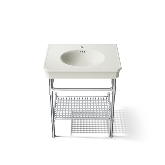 KOHLER K-39304-1 Claude 30" Rectangular Console Table Bathroom Sink, Dune with Polished Chrome - Detail image of a product fe