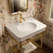 KOHLER K-39304-1 Claude 30" Rectangular Console Table Bathroom Sink, Dune with Vibrant Brushed Moderne Brass - image focused 