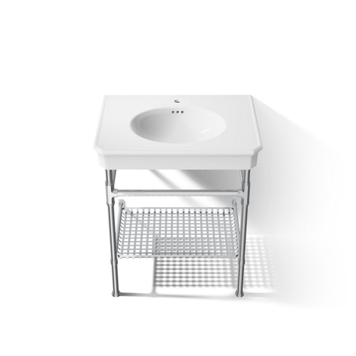 KOHLER K-39304-1 Claude 30" Rectangular Console Table Bathroom Sink, White with Polished Chrome - Detail image of a product f