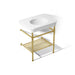 KOHLER K-39304-1 Claude 30" Rectangular Console Table Bathroom Sink, White with Vibrant Brushed Moderne Brass - 3/4 view of p