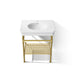 KOHLER K-39304-1 Claude 30" Rectangular Console Table Bathroom Sink, White with Vibrant Brushed Moderne Brass - Detail image 