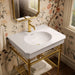 KOHLER K-39304-1 Claude 30" Rectangular Console Table Bathroom Sink, White with Vibrant Brushed Moderne Brass - image focused