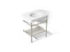 KOHLER K-39304-1 Claude 30" Rectangular Console Table Bathroom Sink, White with Vibrant Polished Nickel - 3/4 view of product