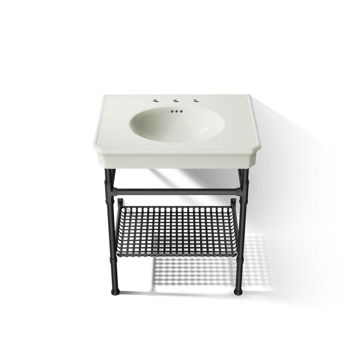 KOHLER K-39304-8 Claude 30" Rectangular Console Table Bathroom Sink, Dune with Matte Black - Detail image of a product featur