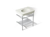 KOHLER K-39304-8 Claude 30" Rectangular Console Table Bathroom Sink, Dune with Polished Chrome - 3/4 view of product