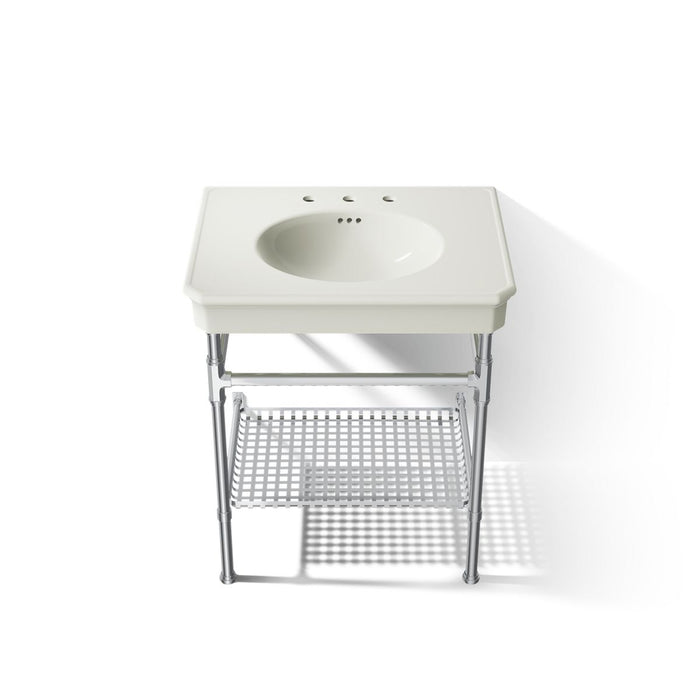 KOHLER K-39304-8 Claude 30" Rectangular Console Table Bathroom Sink, Dune with Polished Chrome - Detail image of a product fe