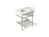 KOHLER K-39304-8 Claude 30" Rectangular Console Table Bathroom Sink, Dune with Vibrant Polished Nickel - 3/4 view of product