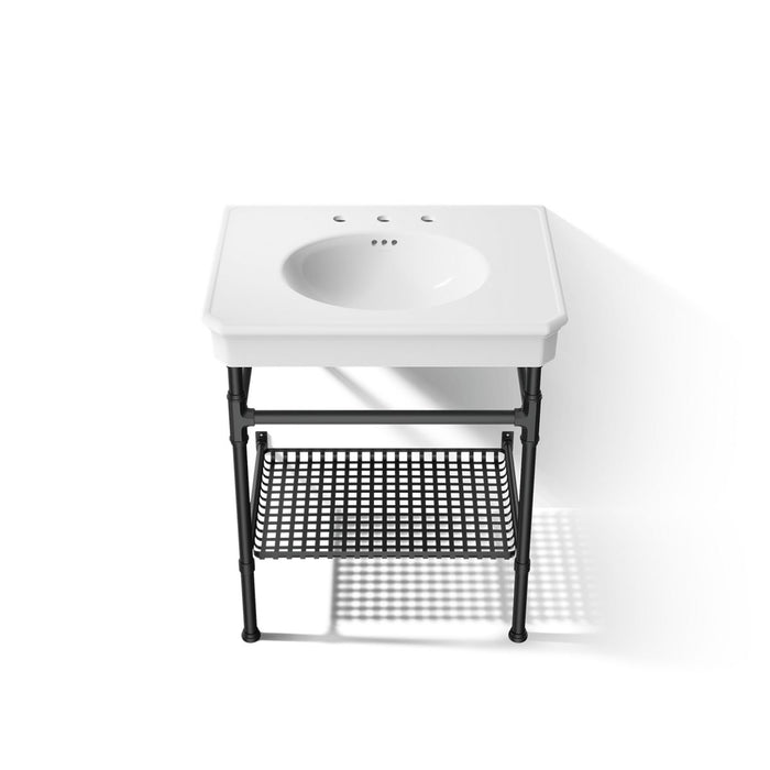 KOHLER K-39304-8 Claude 30" Rectangular Console Table Bathroom Sink, White with Black - Detail image of a product feature