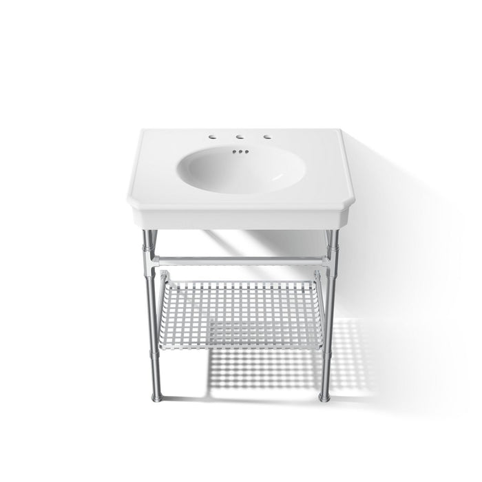 KOHLER K-39304-8 Claude 30" Rectangular Console Table Bathroom Sink, White with Polished Chrome - Detail image of a product f