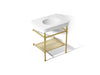 KOHLER K-39304-8 Claude 30" Rectangular Console Table Bathroom Sink, White with Vibrant Brushed Moderne Brass - 3/4 view of p