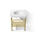 KOHLER K-39304-8 Claude 30" Rectangular Console Table Bathroom Sink, White with Vibrant Brushed Moderne Brass - Detail image 