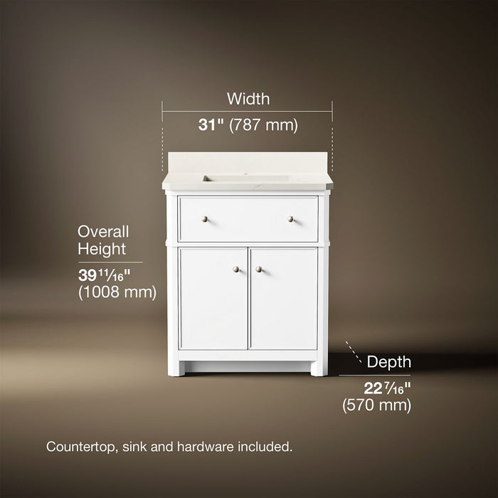 3/4 view of product with dimensions