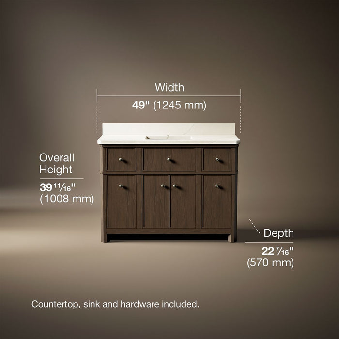 3/4 view of product with dimensions