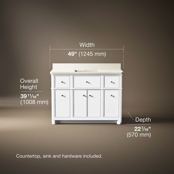 3/4 view of product with dimensions