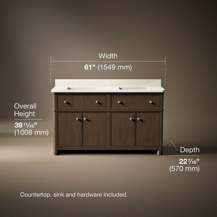 3/4 view of product with dimensions