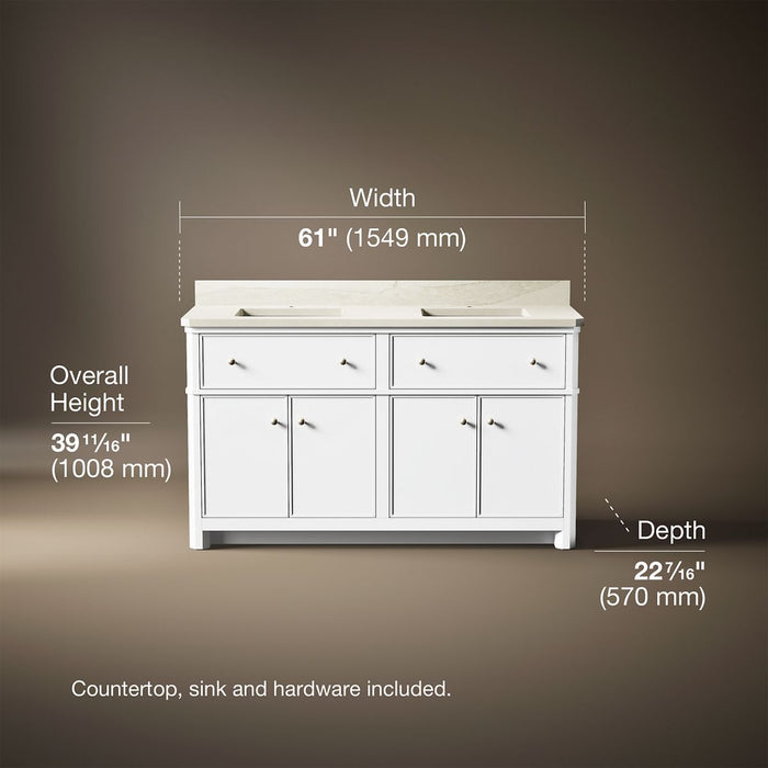 3/4 view of product with dimensions