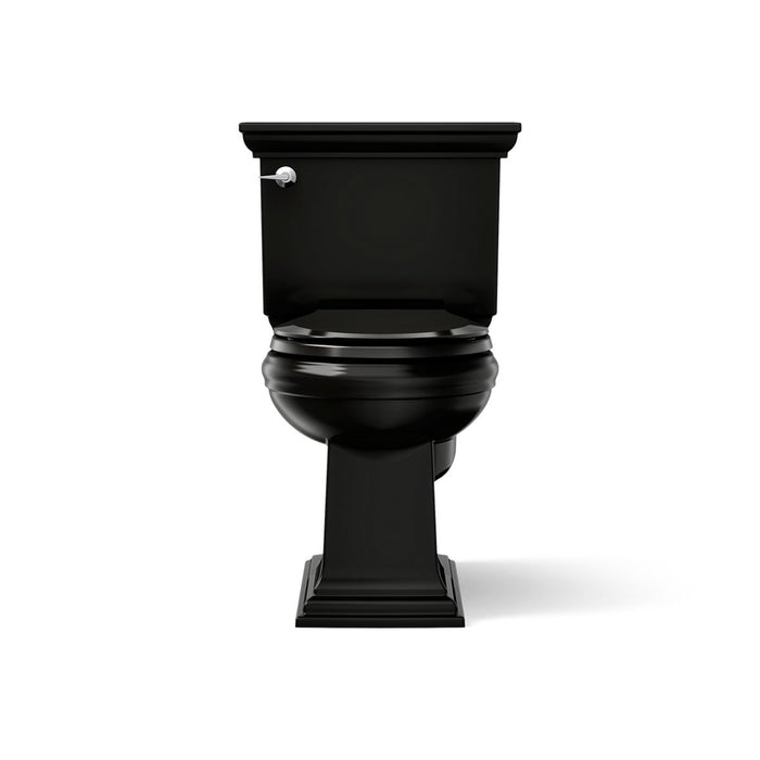 KOHLER K-3933 Memoirs Stately Two-piece Round-front Toilet, 1.28 GPF, Black Black - front view of product