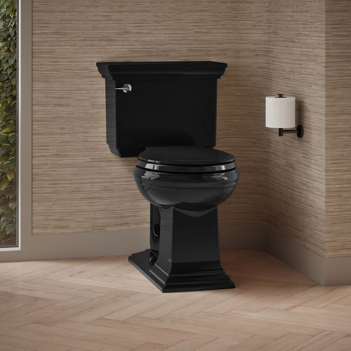 KOHLER K-3933 Memoirs Stately Two-piece Round-front Toilet, 1.28 GPF, Black Black - image focused on single product story