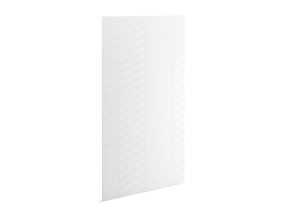 KOHLER K-39439-T09 Stoneridge 96" x 66" shower back wall with chevron design, honed white