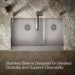 KOHLER K-3945 Vault Smart Divide 35-1/2" undermount double-bowl farmhouse kitchen sink, stainless steel - view 4