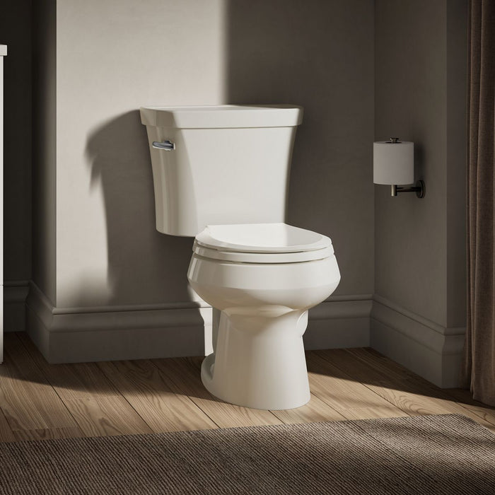 KOHLER K-3947-T Wellworth Two-piece Round-front Toilet, 1.28 GPF, Biscuit - image focused on single product story