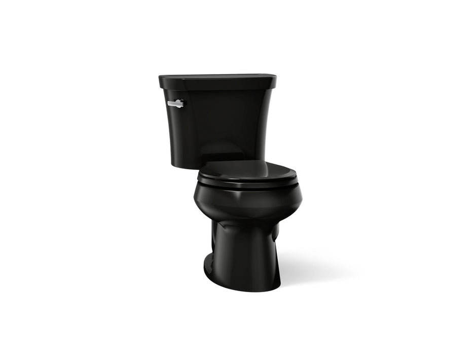 KOHLER K-3947-T Wellworth Two-piece Round-front Toilet, 1.28 GPF, Black Black - 3/4 view of product