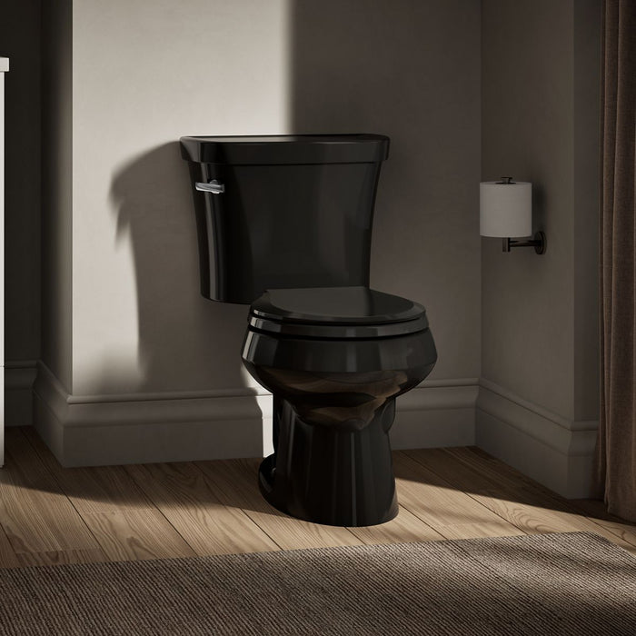KOHLER K-3947-T Wellworth Two-piece Round-front Toilet, 1.28 GPF, Black Black - image focused on single product story