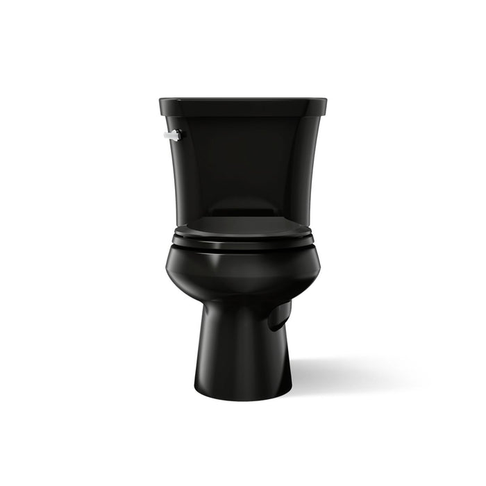 KOHLER K-3947-U Wellworth Two-piece Round-front Toilet, 1.28 GPF, Black Black - front view of product