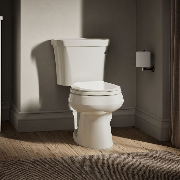 KOHLER K-3947-UR Wellworth Two-piece Round-front Toilet, 1.28 GPF, Biscuit - image focused on single product story