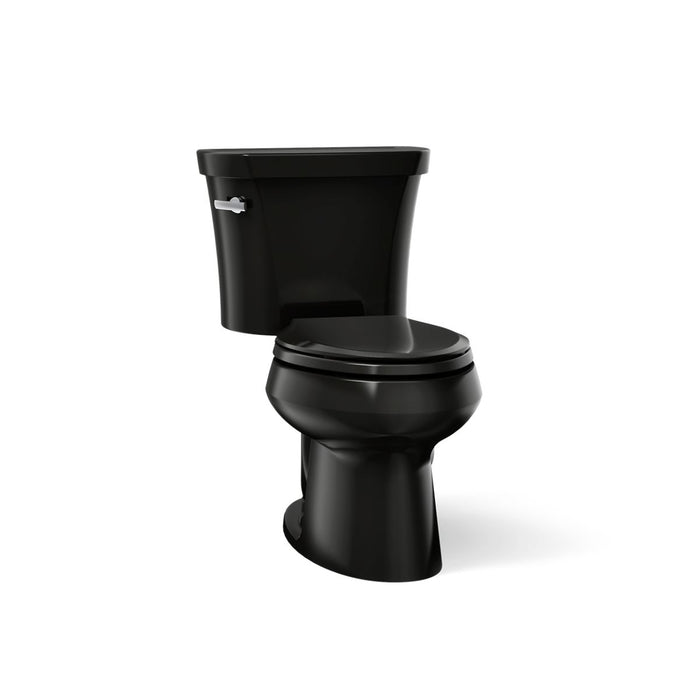 KOHLER K-3948-U Wellworth Two-piece Elongated Toilet, 1.28 GPF, Black Black - 3/4 view of product