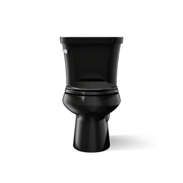 KOHLER K-3948-U Wellworth Two-piece Elongated Toilet, 1.28 GPF, Black Black - front view of product
