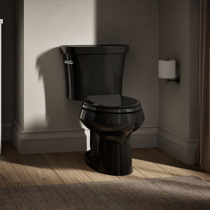 KOHLER K-3948-U Wellworth Two-piece Elongated Toilet, 1.28 GPF, Black Black - image focused on single product story