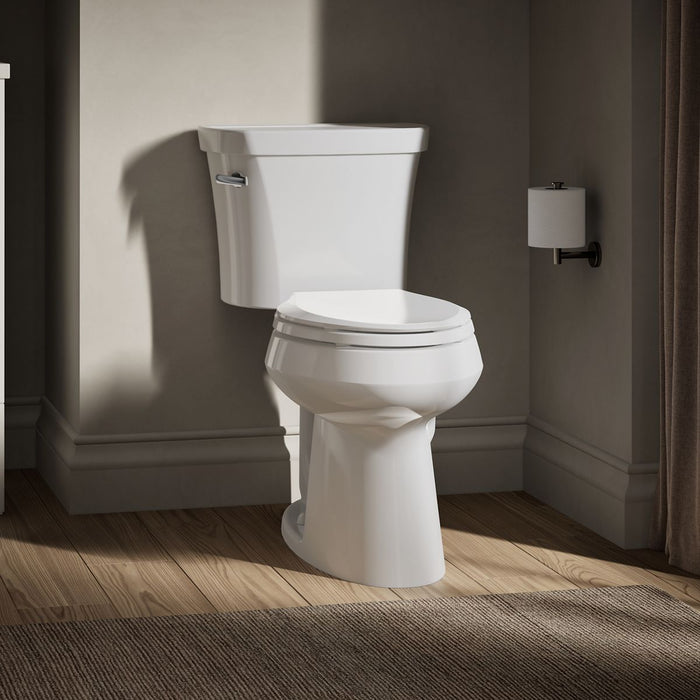 KOHLER K-3949-T Highline Two-piece Elongated Toilet, 1.28 GPF, White - image focused on single product story
