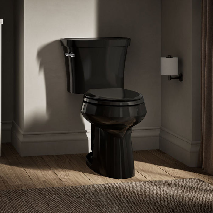 KOHLER K-3949-U Highline Two-piece Elongated Toilet, 1.28 GPF, Black Black - image focused on single product story