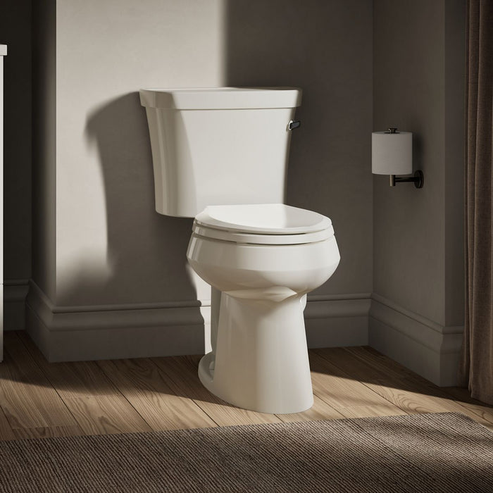 KOHLER K-3949-UR Highline Two-piece Elongated Toilet, 1.28 GPF, Biscuit - image focused on single product story