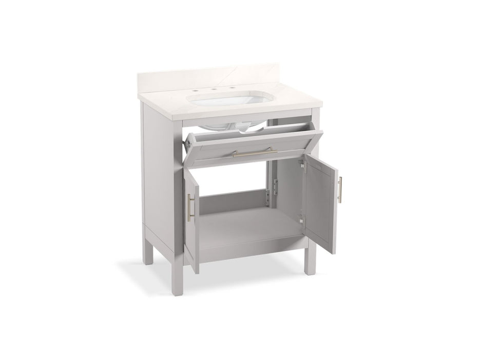 KOHLER K-39604-ASB Hadron 30" bathroom vanity cabinet with sink and quartz top, atmos grey - view 3