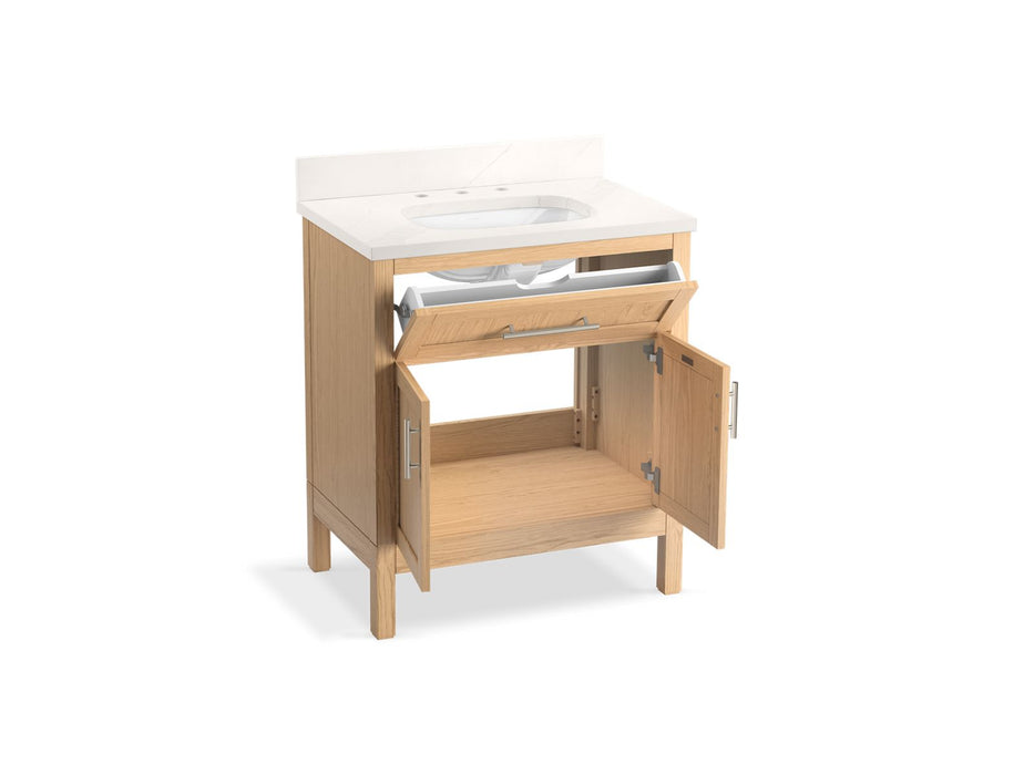 KOHLER K-39604-ASB Hadron 30" bathroom vanity cabinet with sink and quartz top, light oak - view 3