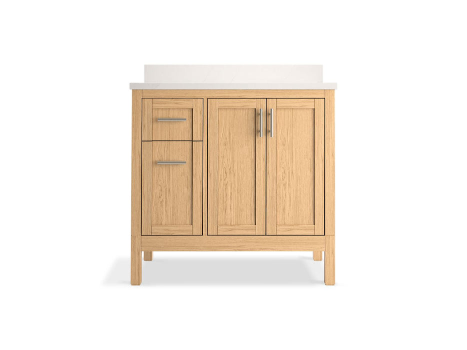 KOHLER K-39605-ASB Hadron 36" bathroom vanity cabinet with sink and quartz top, light oak - view 5
