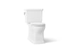 KOHLER K-39678 Claude Two-piece Elongated Toilet with Skirted Trapway, 1.6 GPF, White - 3/4 view of product